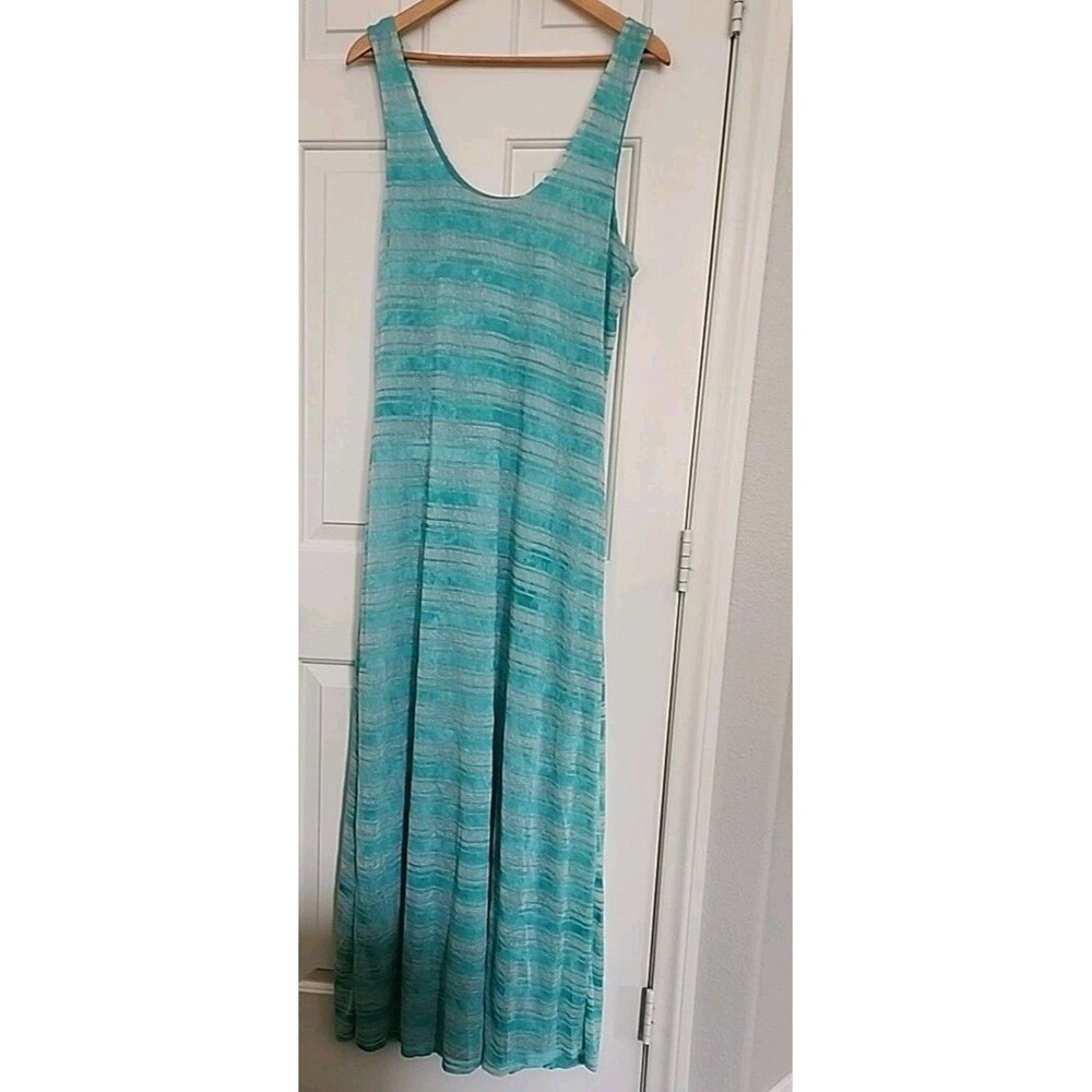 2b bebe Sundress XL Maxi Auqua Sleeveless Lined Stripes  Turquoise